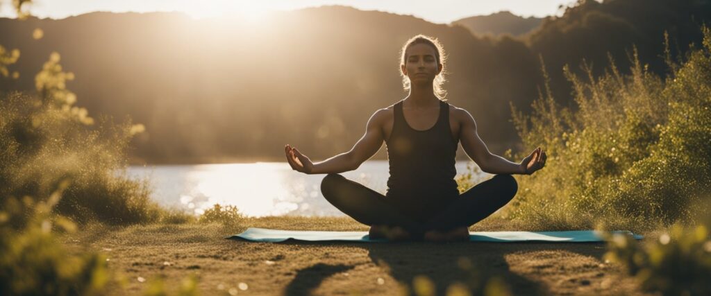 A person practising yoga outdoors, symbolising harmony between body, mind and spirit